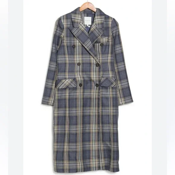 Avec Les Filles Plaid Duster Trench Coat. NWOT